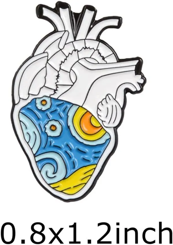 Heart Enamel Pins Cute Pins Brooches Set for Jacket Hats Fit Men Women Boys and Girls 2 Pieces (Color E)