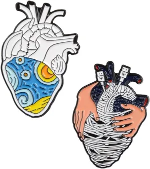 Heart Enamel Pins Cute Pins Brooches Set for Jacket Hats Fit Men Women Boys and Girls 2 Pieces (Color E)