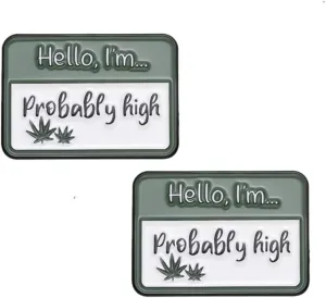 Hello I'm Probabfy High Brooch Pins Badge for Women Men Clothing Bags Jackets Hat Accessory Decoration 2 Pcs