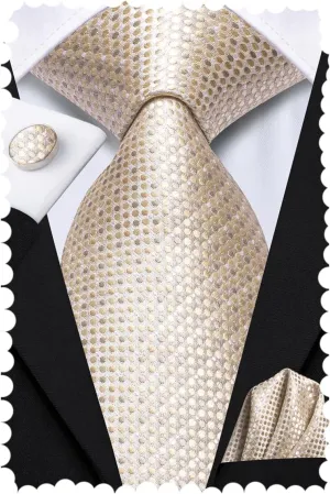 Hi-Tie Mens Plaid Ties Classic Paisley Necktie with Handkerchief Cufflinks Set Business Stripe Tie