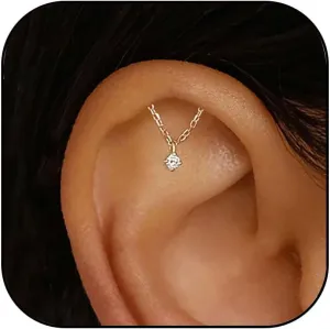 Hidden Helix Earrings Dangle Threadless Flat Back Earrings Hidden Rhinestone Dangle Drop Tassel Chain Earring Hypoallergenic Cartilage Earring Helix Piercing Jewelry