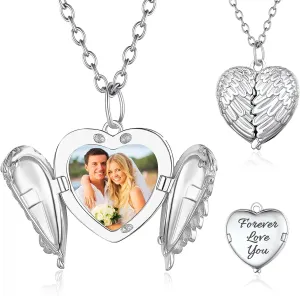 HJX Custom Locket Necklace with Photo,Personalized Heart Locket Necklace with Picture Inside Customize Gifts for Women