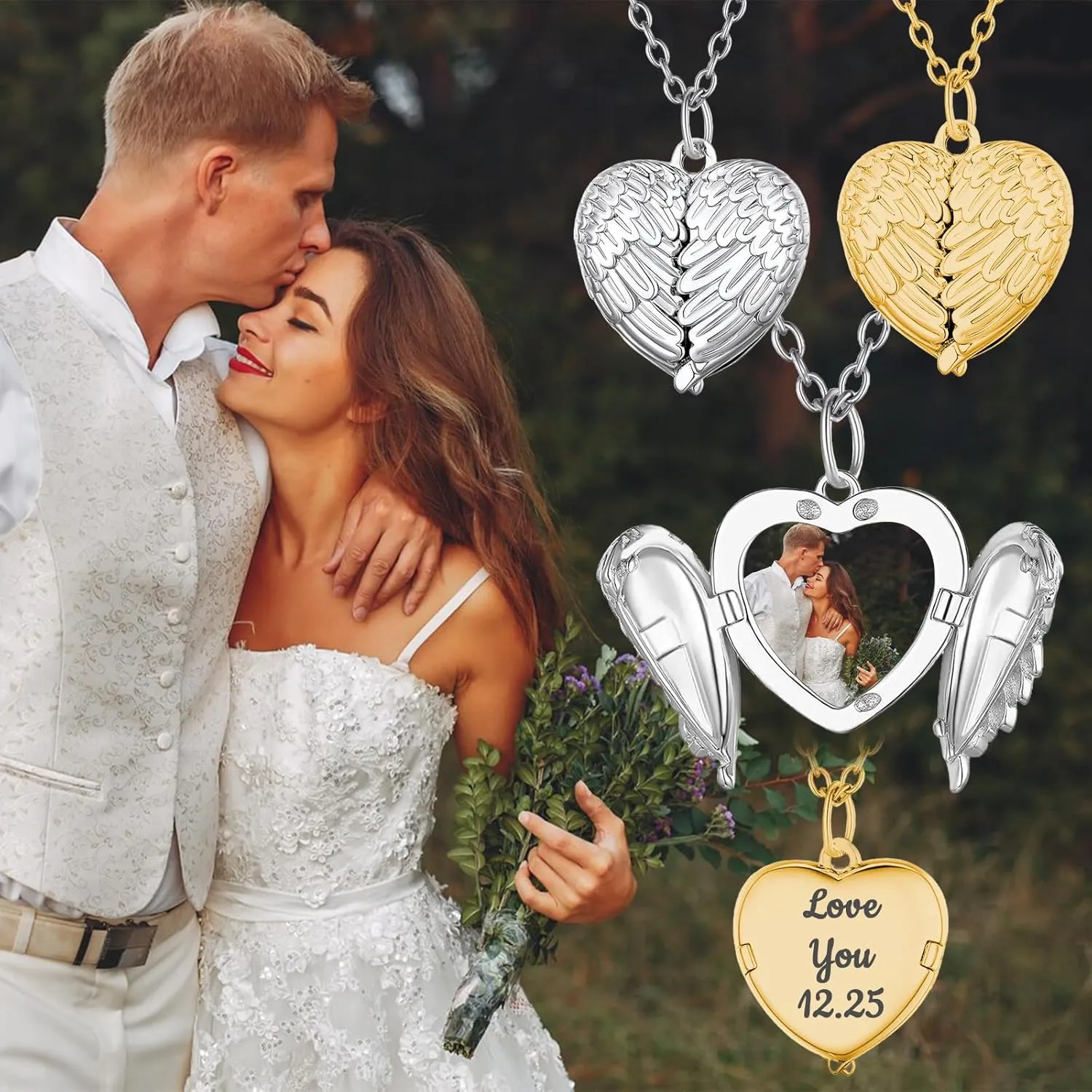 HJX Custom Locket Necklace with Photo,Personalized Heart Locket Necklace with Picture Inside Customize Gifts for Women