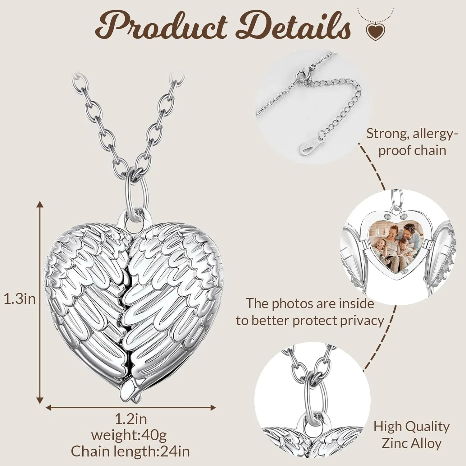 HJX Custom Locket Necklace with Photo,Personalized Heart Locket Necklace with Picture Inside Customize Gifts for Women