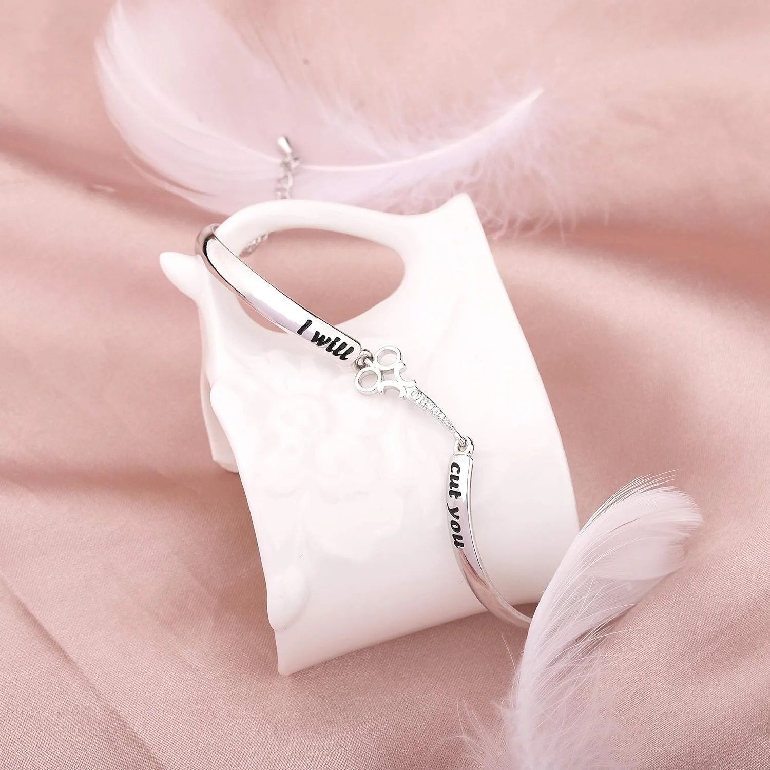 HOLLP Expandable Hairdresser Bracelet Hair Stylist Gift I Will Cut You Hairdresser Jewelry Scissor Bangle Bracelets with Comb Hair Drier Charm Graduation Gift
