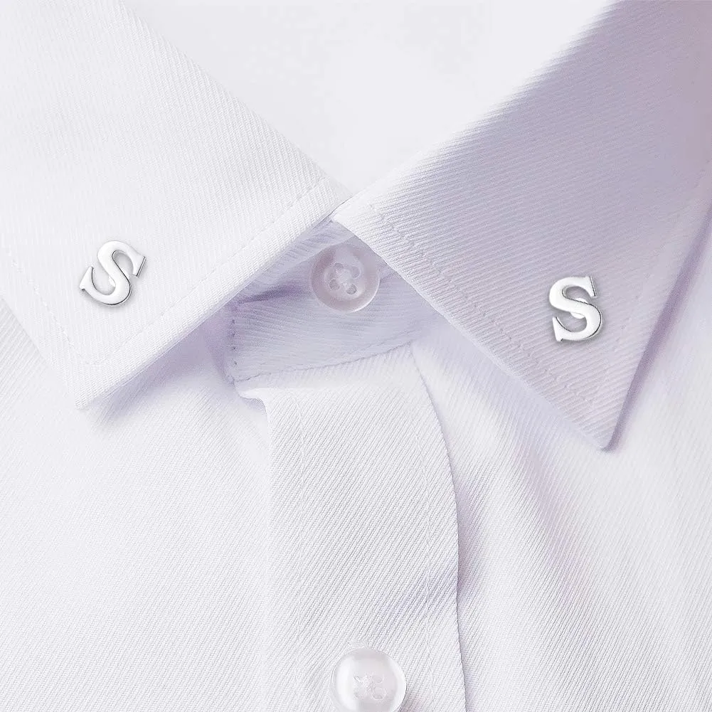 HONEY BEAR Initial Alphabet Letter Lapel Pins Collar Badge Brooches for Mens/Womens Shirt Dress Decoration Silver
