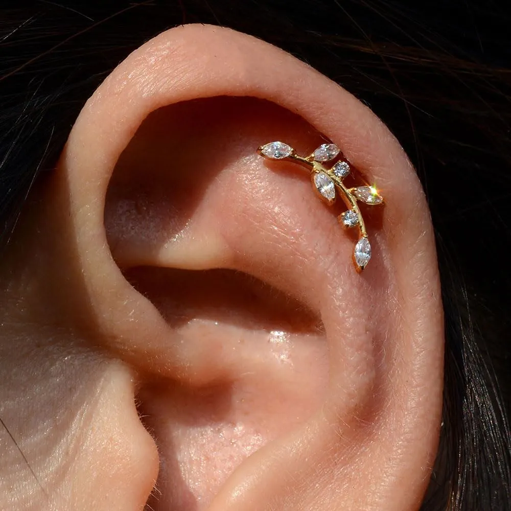 hypoallergenic G23 titanium earrings studs new piercing leaf helix piercing pierced flat back cartilage for for women Sensitive Ears