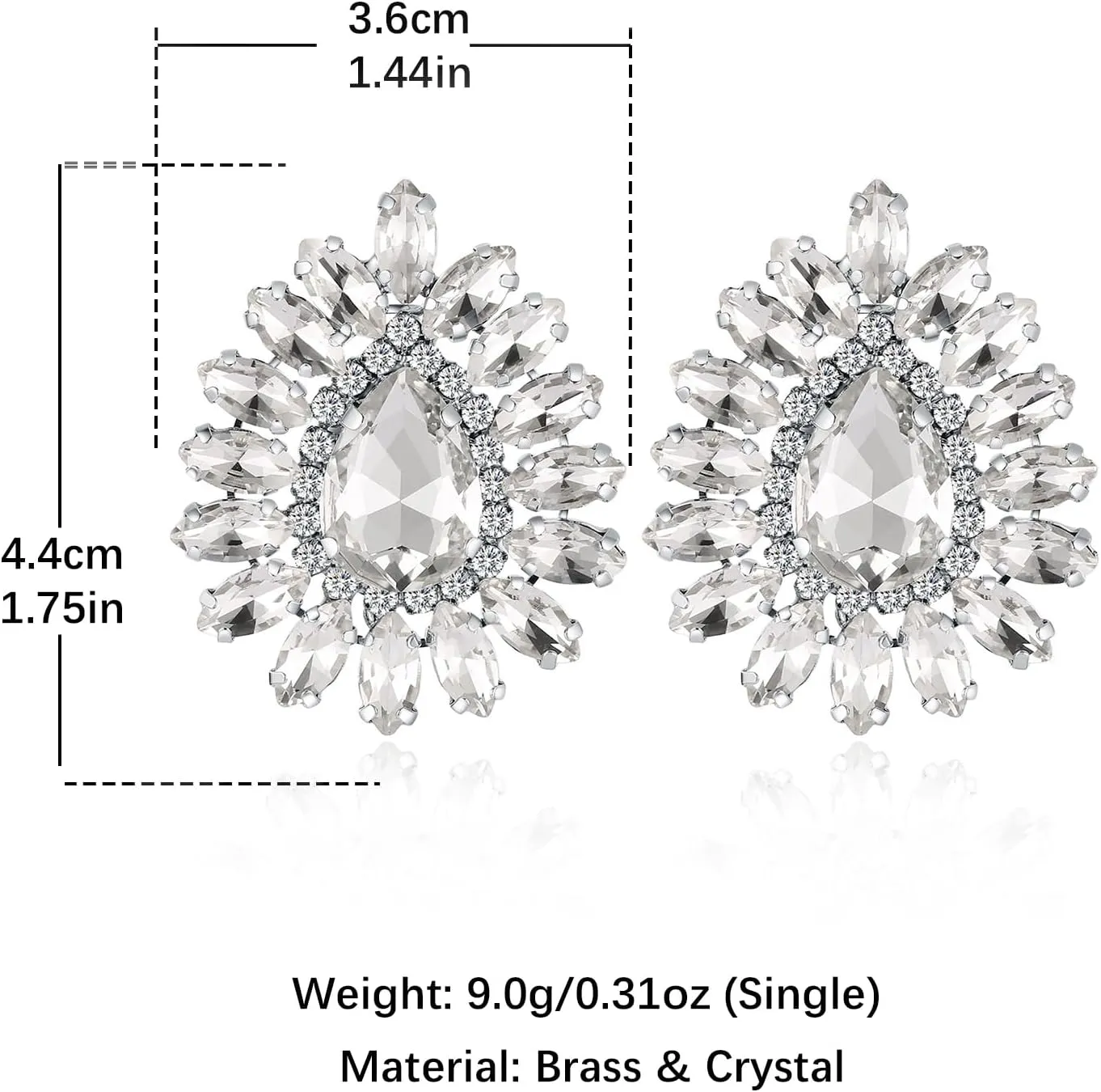 HZMAN Crystal Flower Stud Earring for Women Bridal Dainty Vintage Large Rhinestone Earring Novel Irregular Earring Wedding Party Prom Jewelry Gift