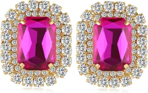 HZMAN Crystal Stud Earring for Women Bridal Dainty Vintage Large Square Rhinestone Earring Wedding Party Prom Chandelier Earring Jewelry Gift