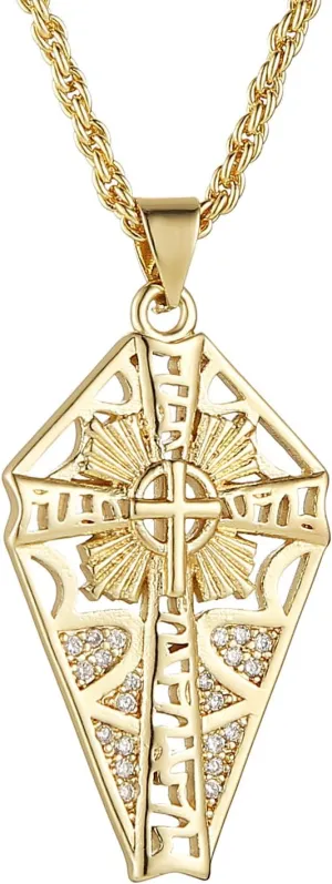 HZMAN Gold Cross Necklace for Women Dainty 18K Gold Plated Necklace Gothic Coffin Cross Necklace Pendant Jewelry Gift