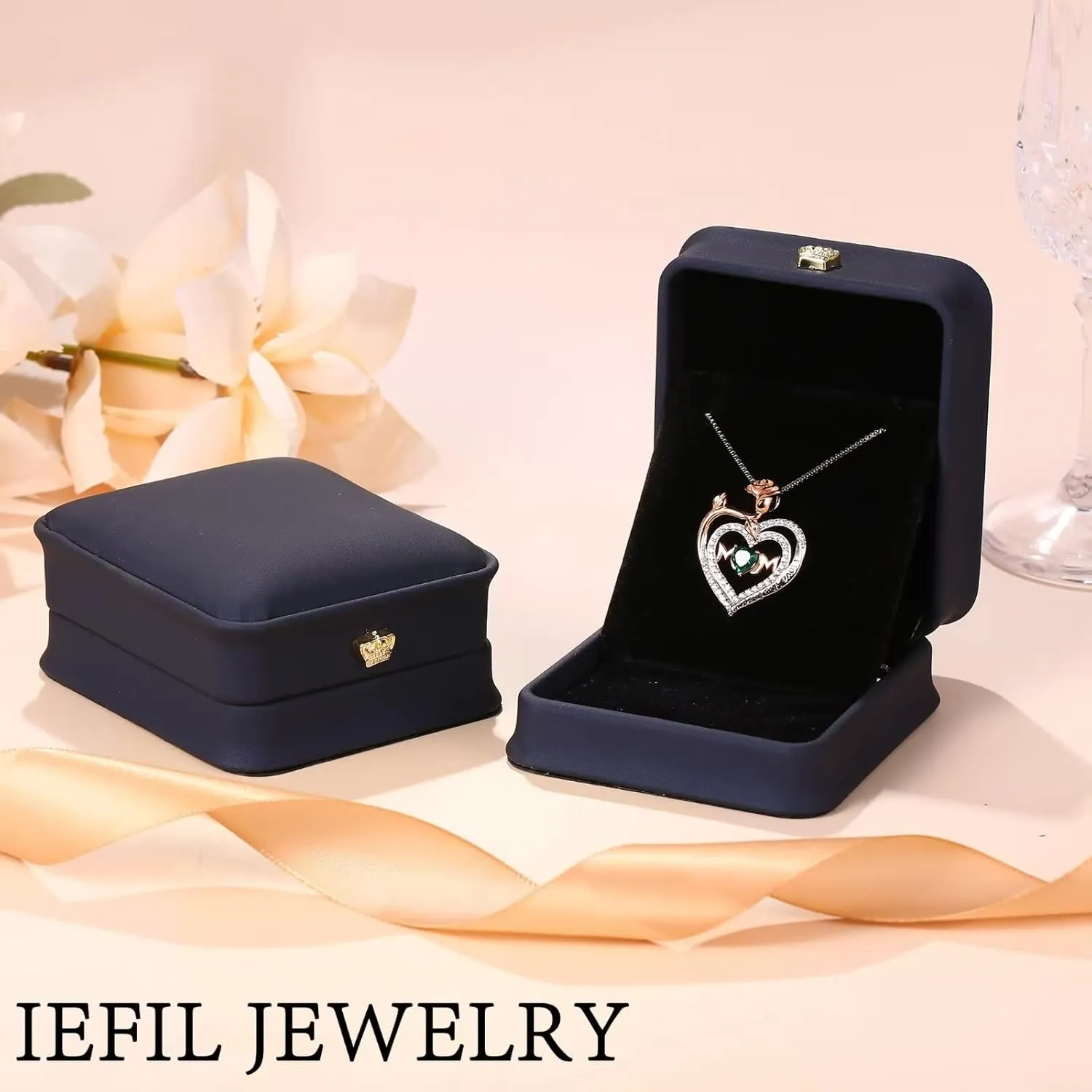 Iefil Rose Birthstone Gifts for Mom, S925 Sterling Silver Rose Heart Pendant Birthstone Necklace Mothers Day Valentines Day Birthday Jewelry Gifts for Mom