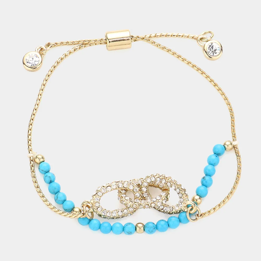iLLASPARKZ Crystal Link Charm Layered Pull Tie Bracelet