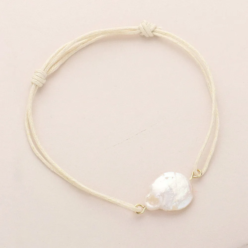 iLLASPARKZ Freshwater Pearl Pointed Waxed Thread Adjustable Bracelet