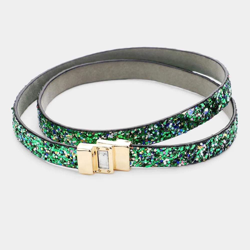 iLLASPARKZ Glitter Faux Leather Wrap Bracelet