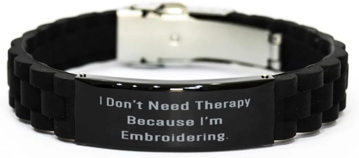 Inappropriate Embroidery Black Glidelock Clasp Bracelet, I Don't Need, Beautiful Engraved Bracelet For Friends From Friends, Friends bracelet, Black bracelet, Bracelet gift, Friendship bracelet