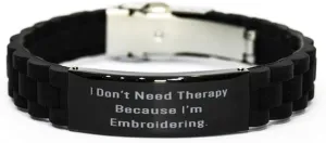 Inappropriate Embroidery Black Glidelock Clasp Bracelet, I Don't Need, Beautiful Engraved Bracelet For Friends From Friends, Friends bracelet, Black bracelet, Bracelet gift, Friendship bracelet