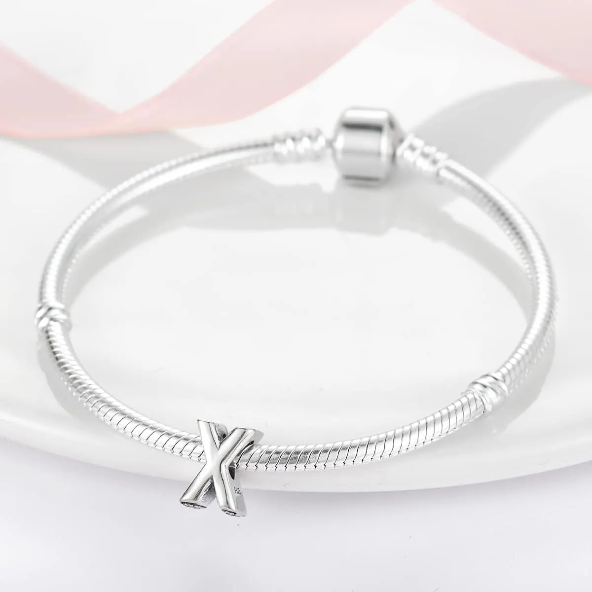 Initial Charms Fits Pandora Bracelet S925 Sterling Silver LetterCharms for Bracelets Alphabet A-Z Letters Bead Bracelet for Women Birthday Ceremony Charm Bracelets Necklace Pendent Anklet DIY Jewelry