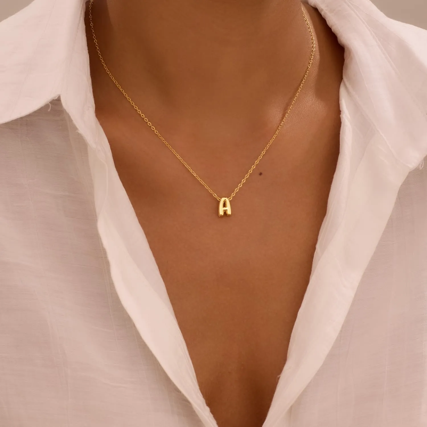 Initial Necklaces for Women Bubble Gold Silver Letter Necklace Dainty Personalized Charm Pendant Name Necklace Cute Non Tarnish Fashion Accessories Teen Gift Trendy Stuff Jewelry Gifts