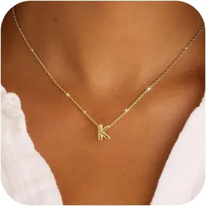 Initial Necklaces for Women Bubble Gold Silver Letter Necklace Dainty Personalized Charm Pendant Name Necklace Cute Non Tarnish Fashion Accessories Teen Gift Trendy Stuff Jewelry Gifts