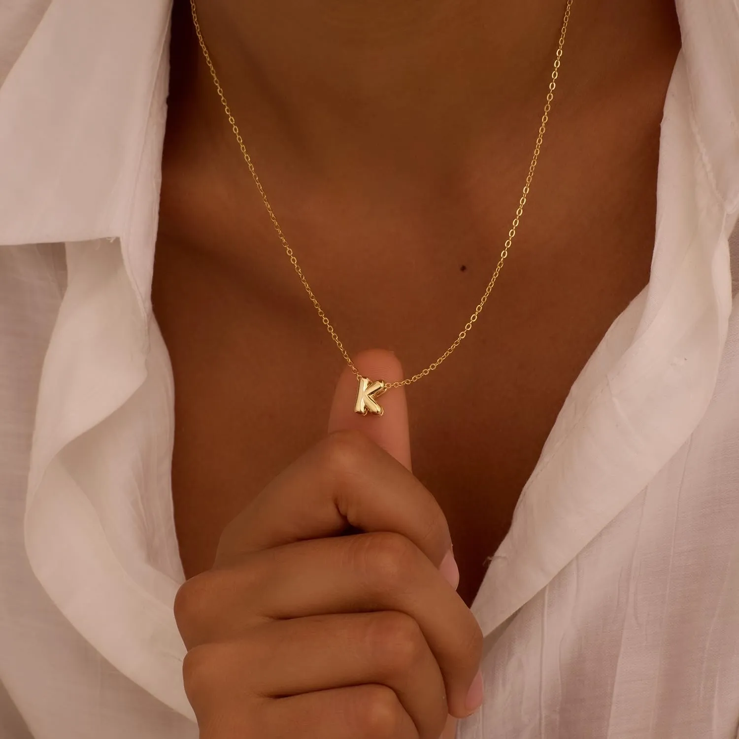 Initial Necklaces for Women Bubble Gold Silver Letter Necklace Dainty Personalized Charm Pendant Name Necklace Cute Non Tarnish Fashion Accessories Teen Gift Trendy Stuff Jewelry Gifts