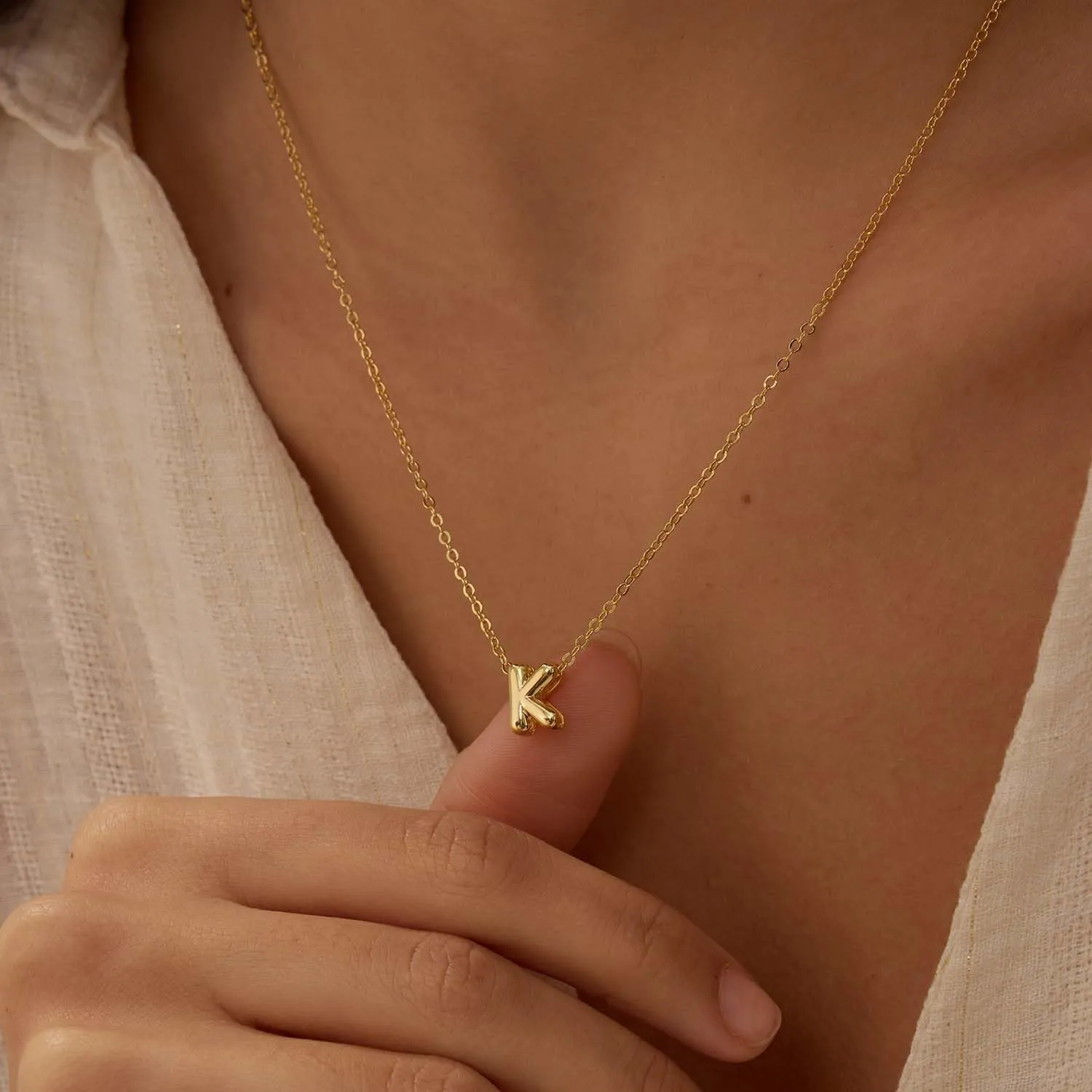 Initial Necklaces for Women Bubble Gold Silver Letter Necklace Dainty Personalized Charm Pendant Name Necklace Cute Non Tarnish Fashion Accessories Teen Gift Trendy Stuff Jewelry Gifts