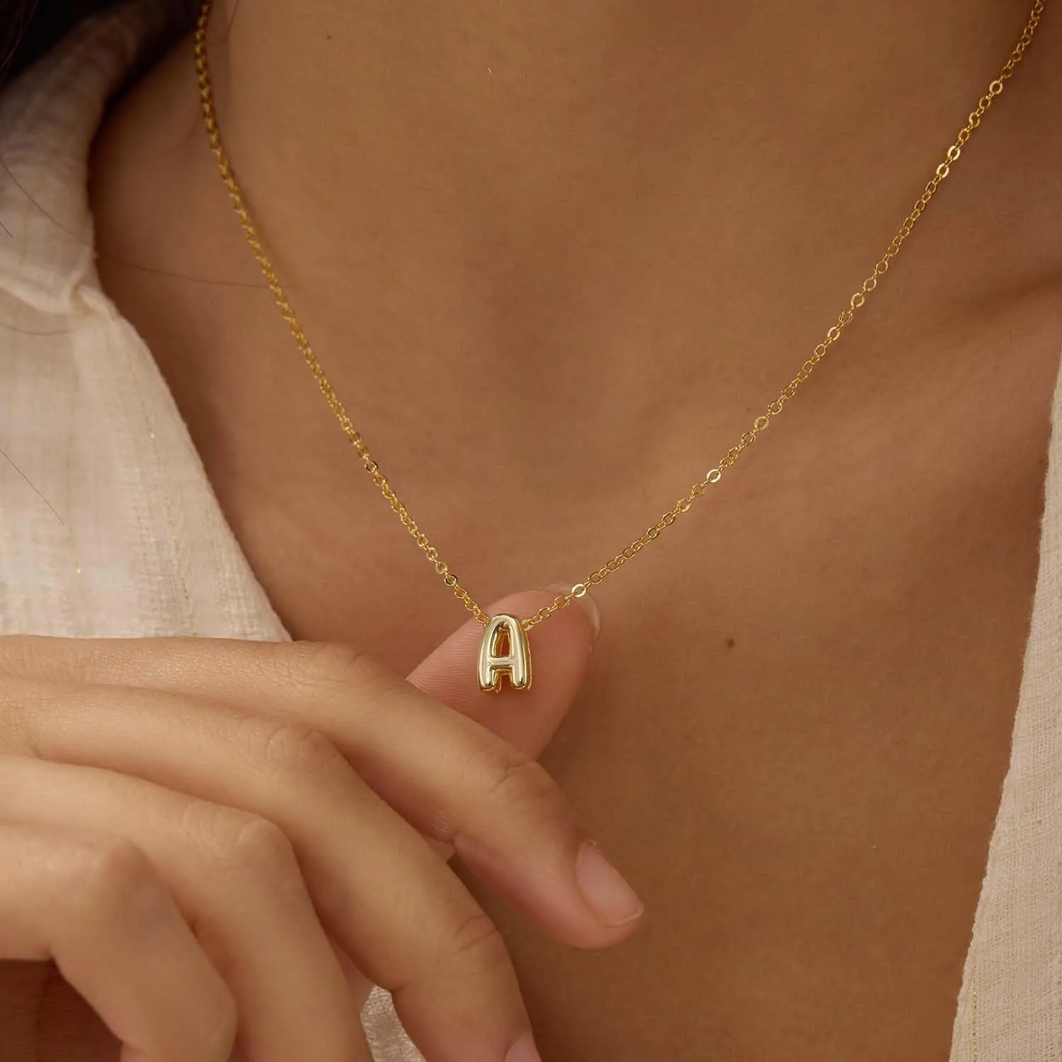Initial Necklaces for Women Bubble Gold Silver Letter Necklace Dainty Personalized Charm Pendant Name Necklace Cute Non Tarnish Fashion Accessories Teen Gift Trendy Stuff Jewelry Gifts