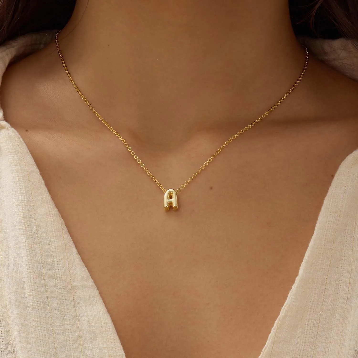 Initial Necklaces for Women Bubble Gold Silver Letter Necklace Dainty Personalized Charm Pendant Name Necklace Cute Non Tarnish Fashion Accessories Teen Gift Trendy Stuff Jewelry Gifts