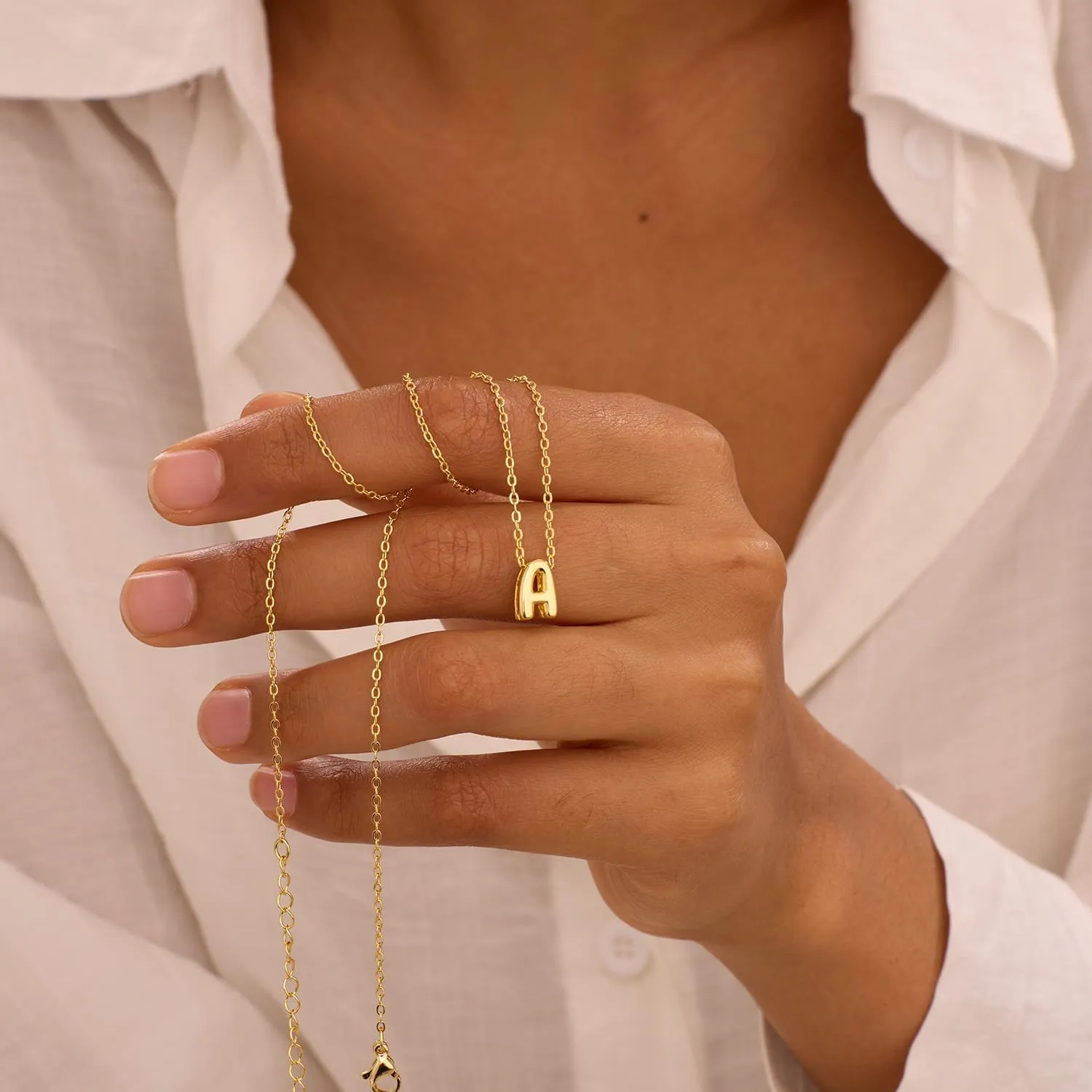 Initial Necklaces for Women Bubble Gold Silver Letter Necklace Dainty Personalized Charm Pendant Name Necklace Cute Non Tarnish Fashion Accessories Teen Gift Trendy Stuff Jewelry Gifts