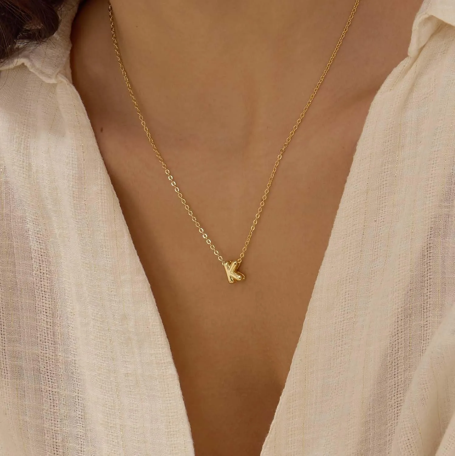 Initial Necklaces for Women Bubble Gold Silver Letter Necklace Dainty Personalized Charm Pendant Name Necklace Cute Non Tarnish Fashion Accessories Teen Gift Trendy Stuff Jewelry Gifts
