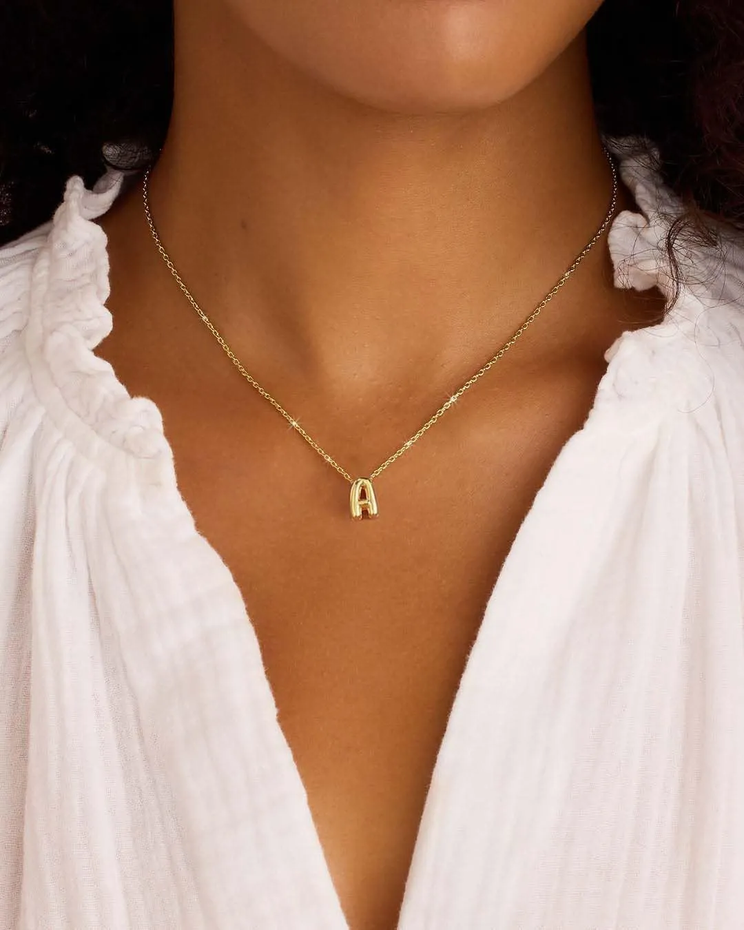 Initial Necklaces for Women Bubble Gold Silver Letter Necklace Dainty Personalized Charm Pendant Name Necklace Cute Non Tarnish Fashion Accessories Teen Gift Trendy Stuff Jewelry Gifts
