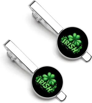 Irish Clover Tie Clip Classic Necktie Bar Pinch Clothing Accessories for Wedding Party Business