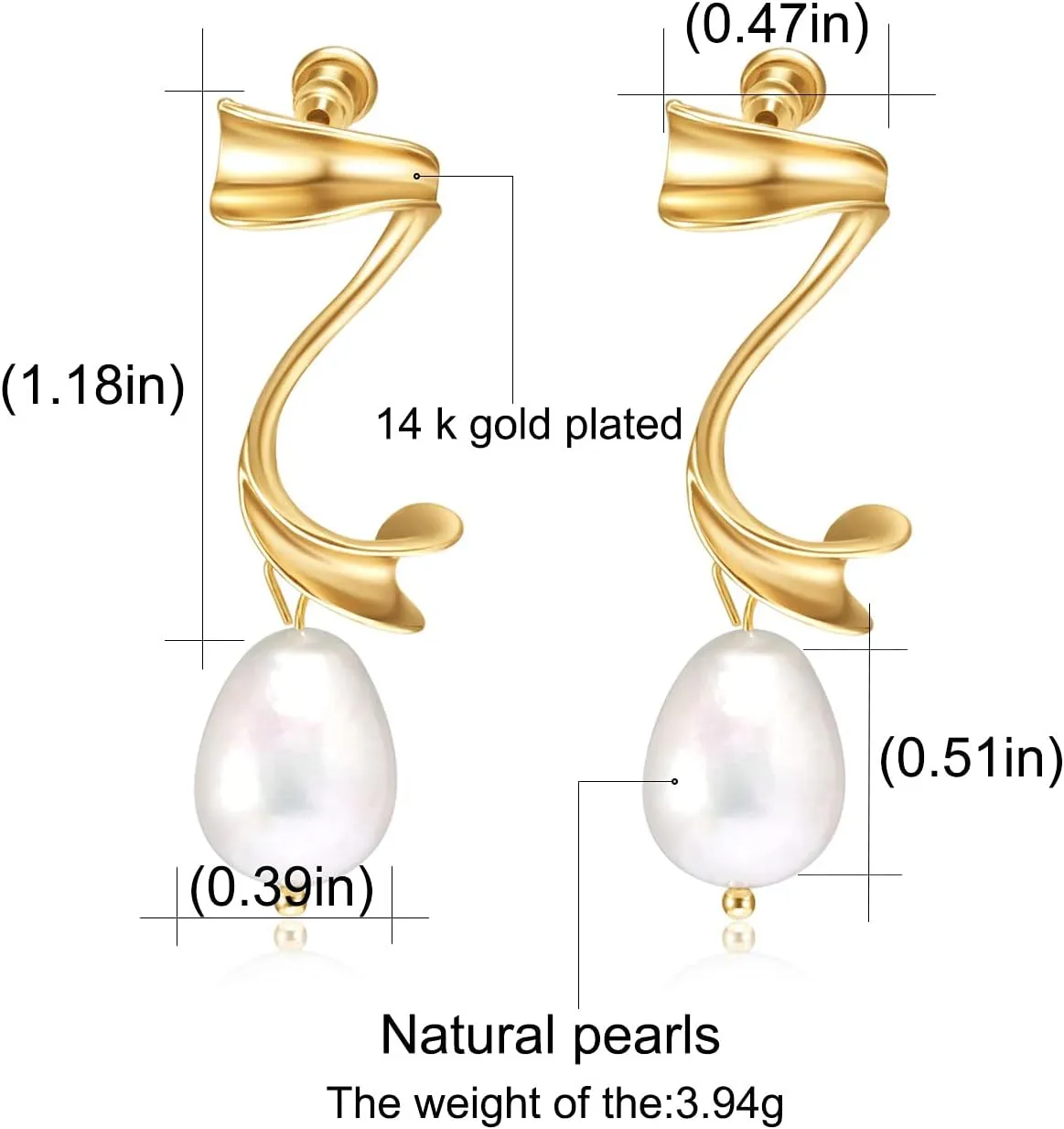Irregular Pearl Drop Earrings for Women - Pearl Dangle Drop Earring, Flower Statement Earrings for Party, Wedding, Shopping, Dating Jewelry Gift