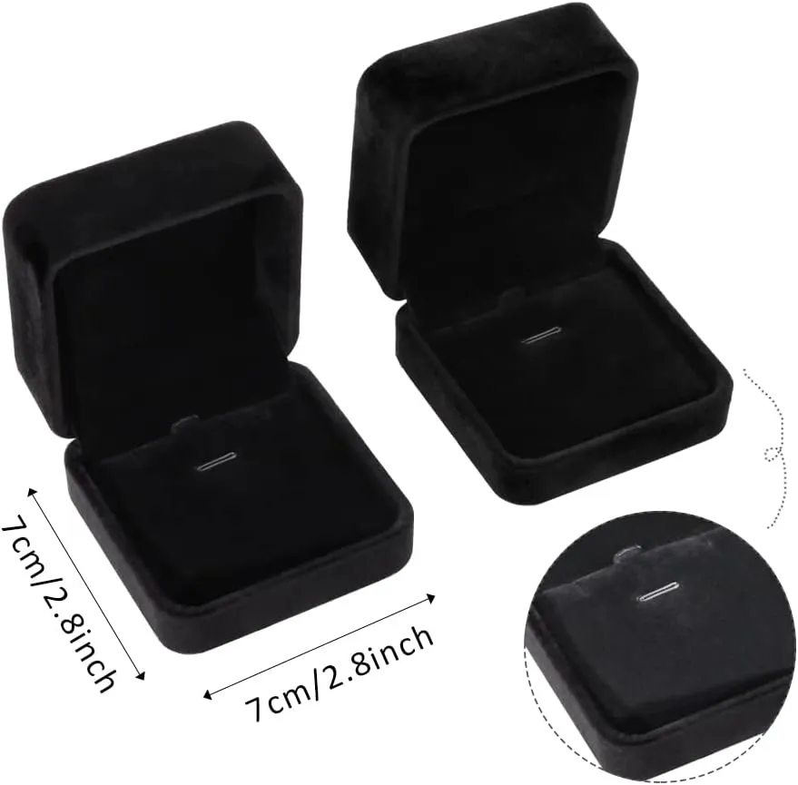 iSuperb 2 Velvet Necklace Pendant Box Jewelry Box Classic Black Gift Boxes 3.1x1.6x2.8inch