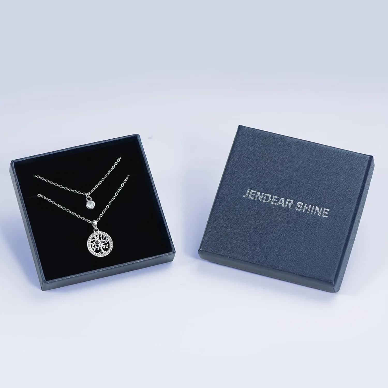 JENDEAR SHINE Dainty Layered Necklace for Women Trendy, 925 Sterling Silver Cubic Zirconia Pendant Necklace, Christmas Mother's Day Birthday Gifts for Wife Mom