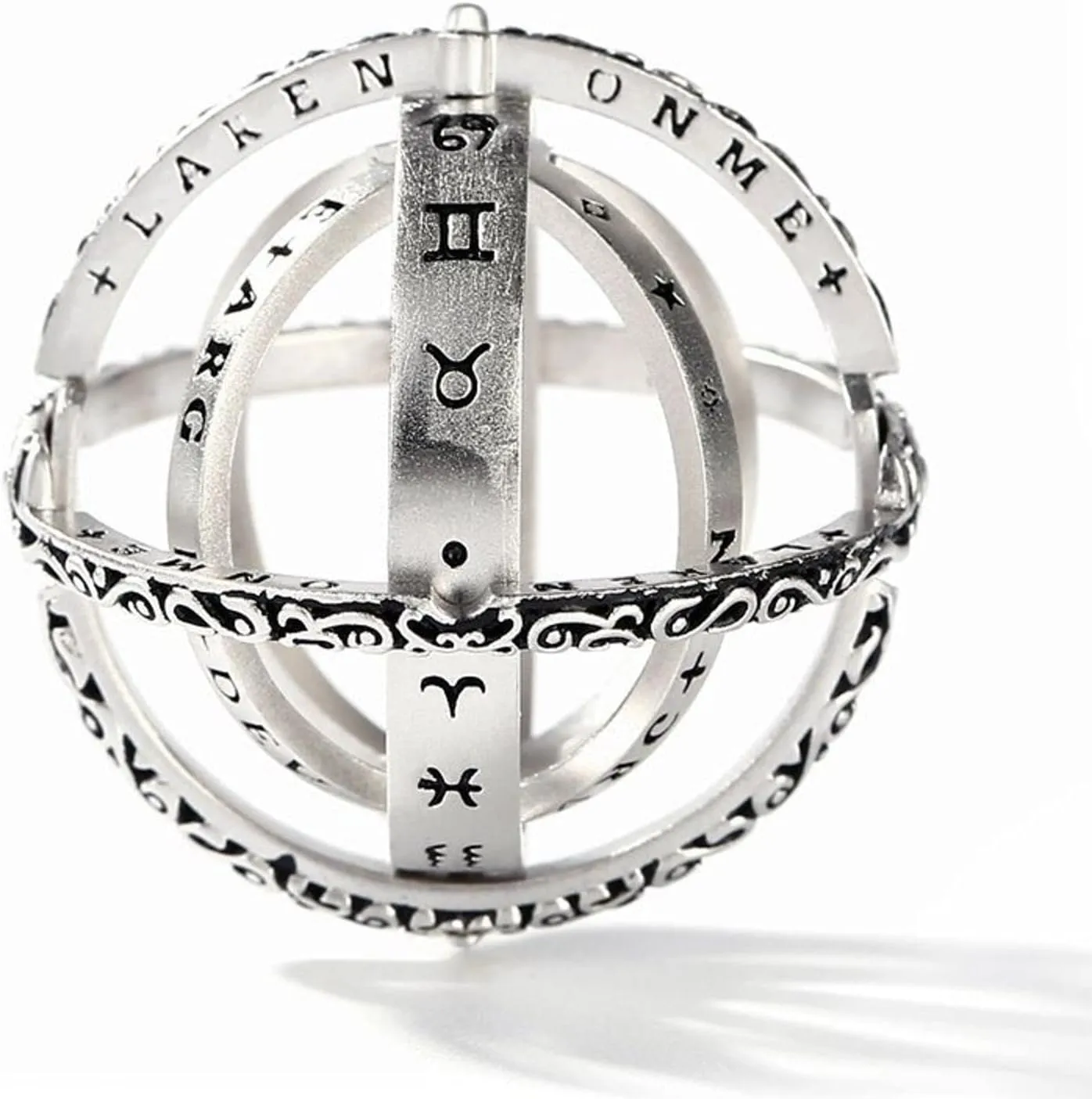 Jeulia Open Astronomical Sphere Ball Ring Men Women Foldable Comic Finger Ring 925 Sterling Silver Chain Necklace Couple Lover Jewelry Gifts (With A Free Chain)