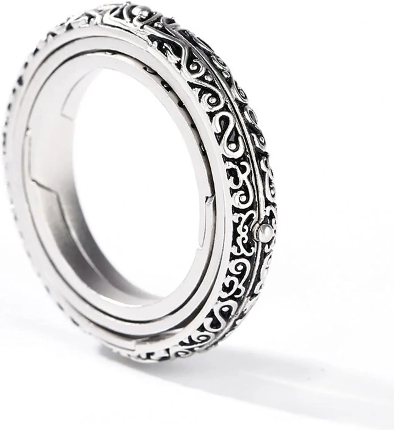 Jeulia Open Astronomical Sphere Ball Ring Men Women Foldable Comic Finger Ring 925 Sterling Silver Chain Necklace Couple Lover Jewelry Gifts (With A Free Chain)