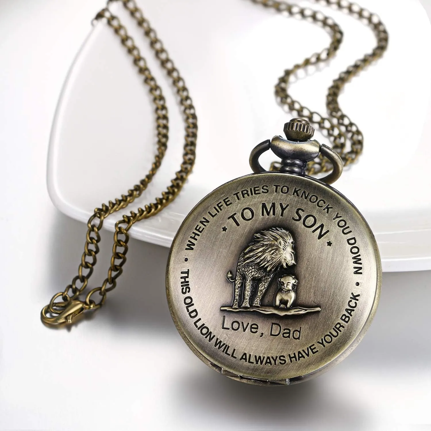 JewelryWe Vintage Pocket Watch Retro Classic Pendant Necklace Watch for Men Women