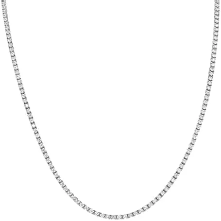 Jewelsfaction 10.CT Round cut Lab Created Diamond Choker Necklace in 14K White Gold Finish 925 Sterling Silver for Women, Single Row