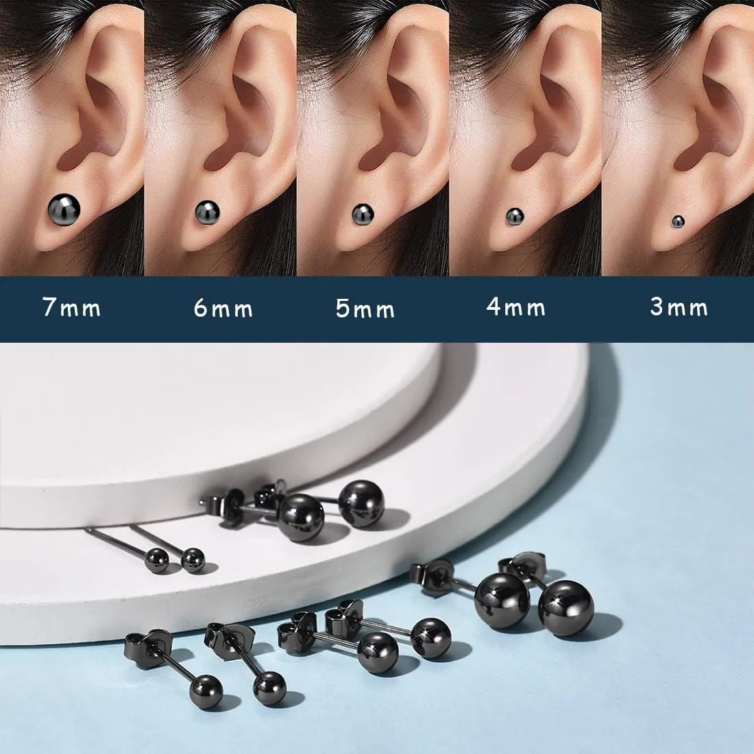 JINERA 5 Pairs Stud Earrings for Women 14K Plated Gold/Silver Pearl Ball Small Stud Earrings Set Cartilage Piercing Hypoallergenic Lightweight Flatback Earrings Jewelry Gifts for Women