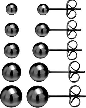 JINERA 5 Pairs Stud Earrings for Women 14K Plated Gold/Silver Pearl Ball Small Stud Earrings Set Cartilage Piercing Hypoallergenic Lightweight Flatback Earrings Jewelry Gifts for Women
