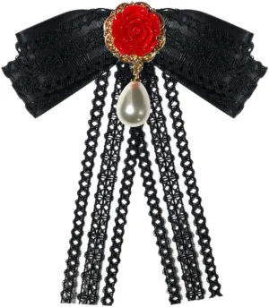 JKQBUX Lace Bow Tie Brooches for Girl Women Fashion jabot collar brooch pins Pre-Tied Neck Tie Shirt Corsage Neck Tie