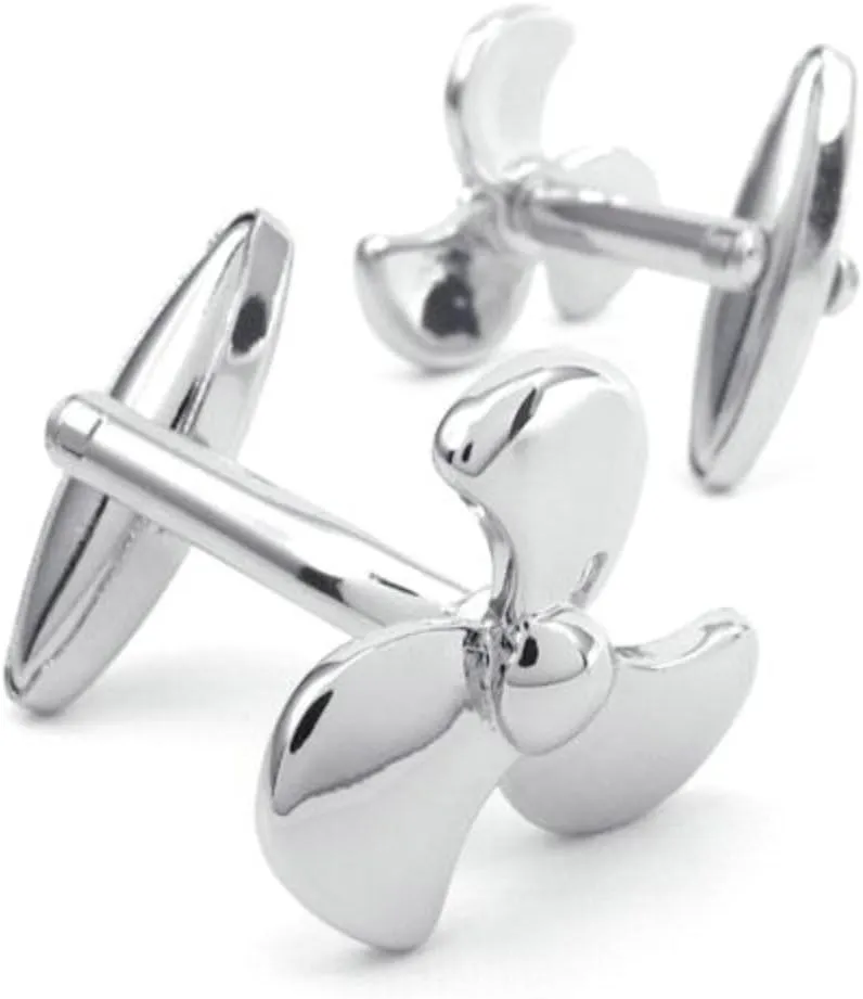 jonline24h 2pcs Classic Screw Propeller Men's Shirts Cufflinks Wedding, Color Silver, 1 Pair Set