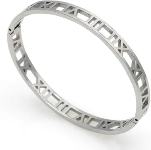 Jonline24h Mens Womens Stainless Steel Bracelet Classic Roman Numeral Cuff Bangle Silver