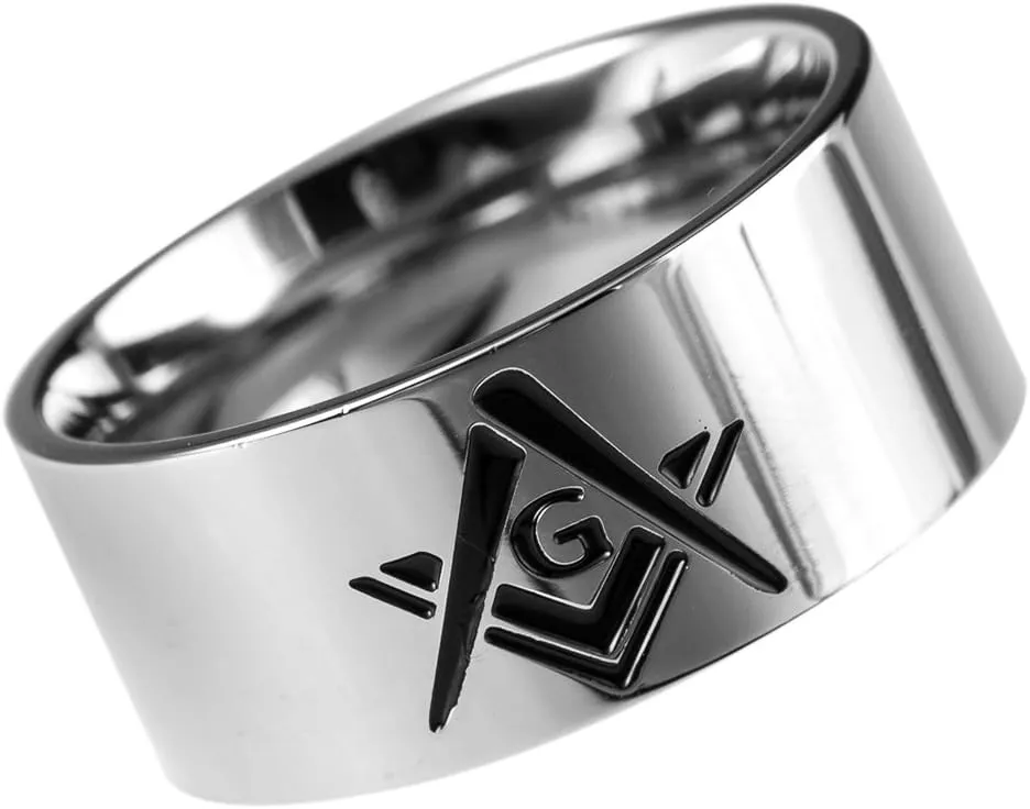 Jude Jewelers 10mm Stainless Steel Classic Plain Freemason Mason Masonic Cocktail Party Biker Ring Band