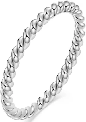 Jude Jewelers 2mm Stainless Steel Braided Rope Style Classic Plain Stacking Wedding Band Ring