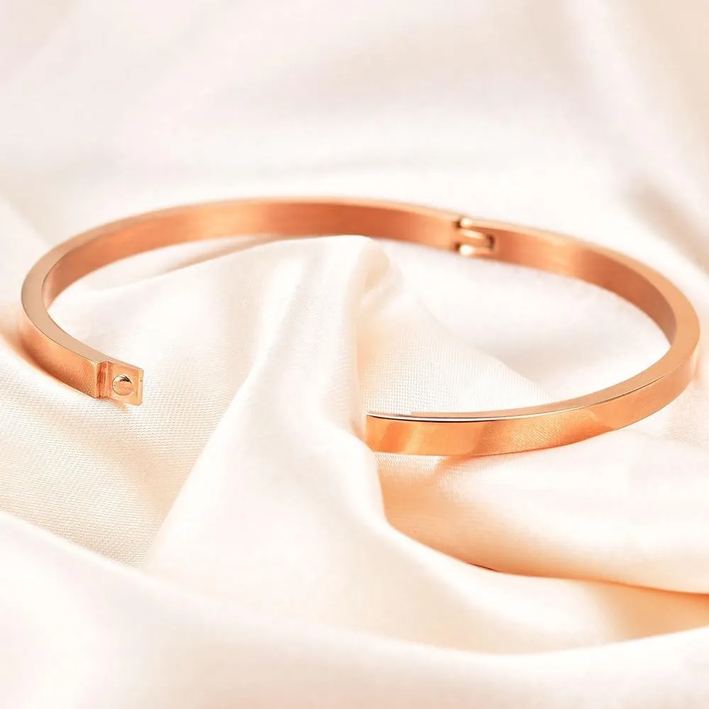 Jude Jewelers 4mm Width Stainless Steel Classic Simple Plain Open Clasp Bangle Bracelet