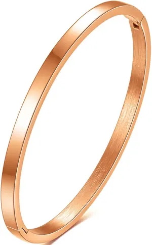 Jude Jewelers 4mm Width Stainless Steel Classic Simple Plain Open Clasp Bangle Bracelet