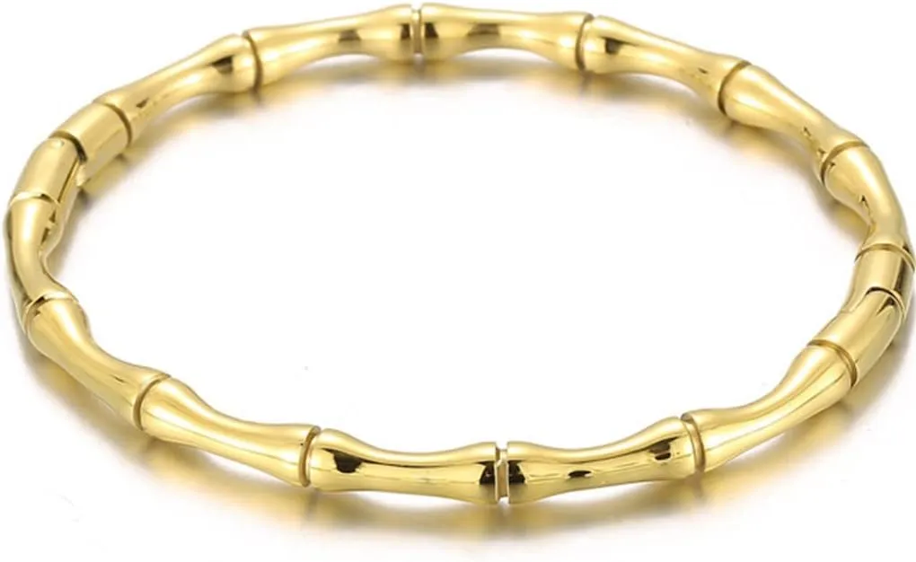 Jude Jewelers Stainless Steel Bamboo Style Classic Plain Open Clasp Bangle Bracelet