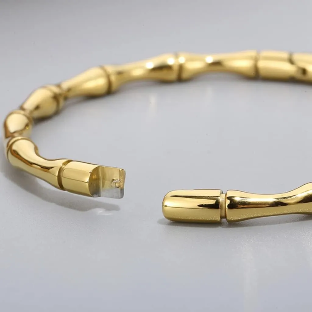 Jude Jewelers Stainless Steel Bamboo Style Classic Plain Open Clasp Bangle Bracelet