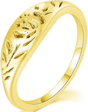 Jude Jewelers Stainless Steel Classic Dainty Plain Floral Style Wedding Engagement Promise Statement Anniversary Ring